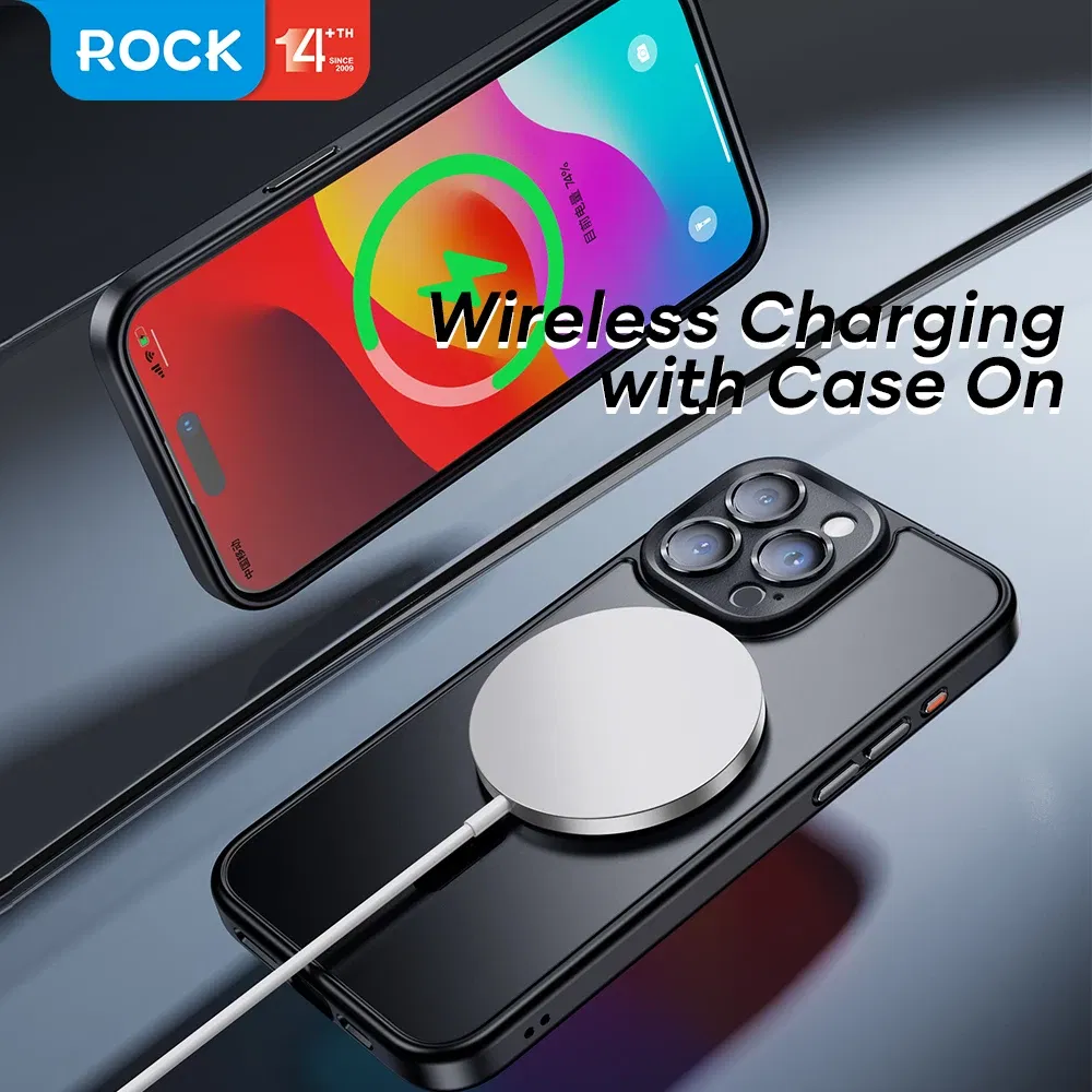 Color: Blue, Material: Aluminum - ROCK Translucent Case for iPhone 15 Pro Max Cover 2023 Anti-knock Matte TPU Bumper Case for iPhone 15 Pro 15 Plus PC Back Cover