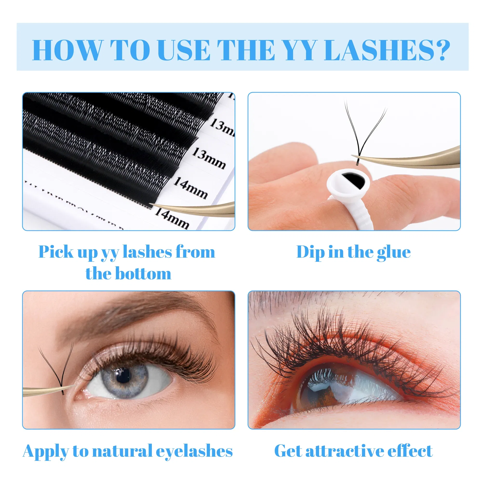 Color: Brushed Chrome, Curl: C, Thickness: 0.07mm, Length: 12mm, Ships From: CHINA - Gemerry YY Shaped Eyelash Extension Automatic Flowering W Shape Bloom 3D 4D 5D 6D 8D Premade Fans Eyelash Makeup Volume Lashes