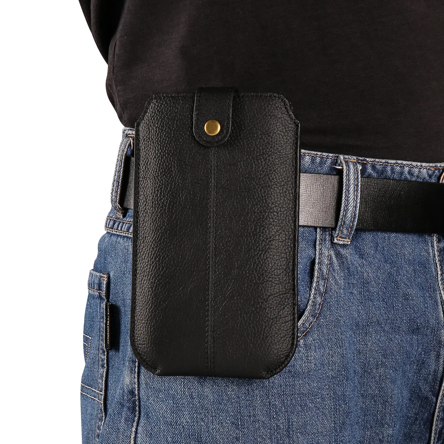 Color: Beige, Material: Denim - Real Genuine Leather Mobile Phone Pouch Belt Clip Case For Samsung Galaxy S24 S23 FE S22 A53 A54 A55 Men Waist Bag Holster Cover