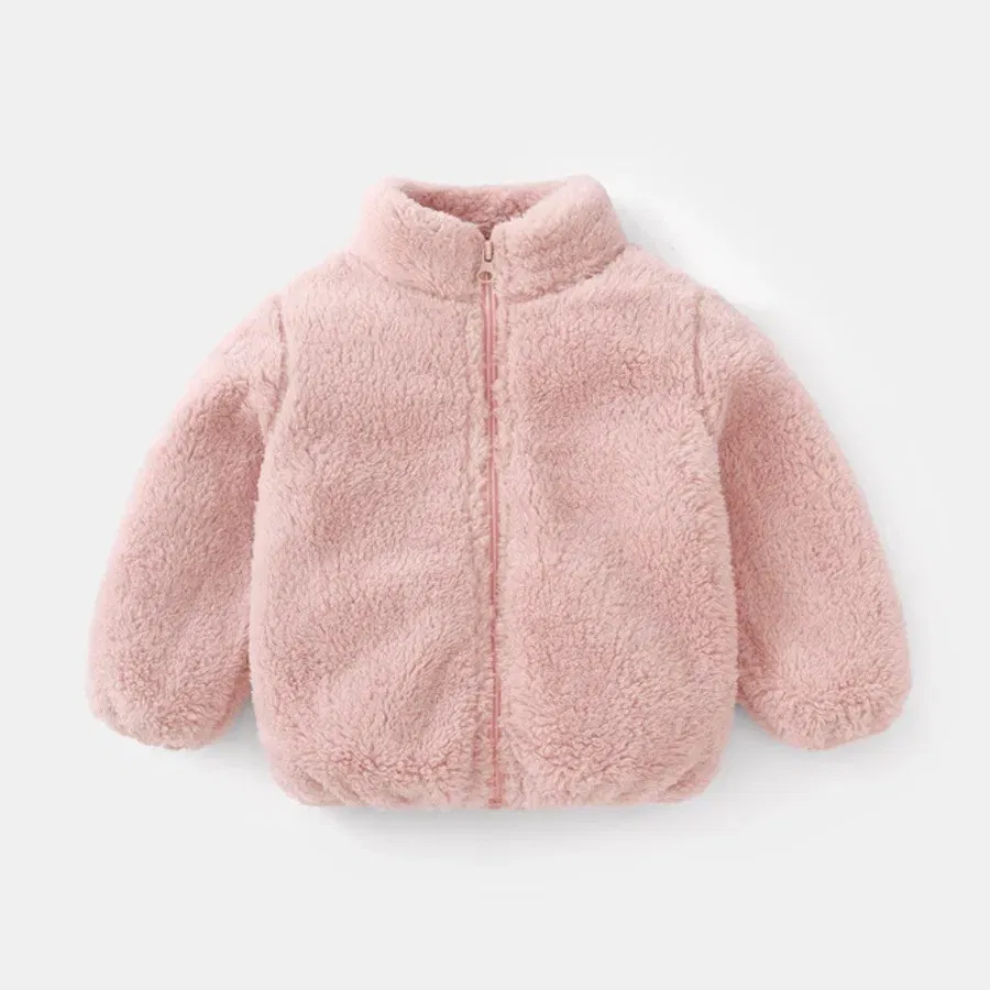 Color: GRAY, Kid Size: 18M - Solid Color Fashion Children Plush Coat Autumn Winter Warm Baby Girl Boy Casual Jacket Greatcoat Kids Clothing Toddler Outerwear