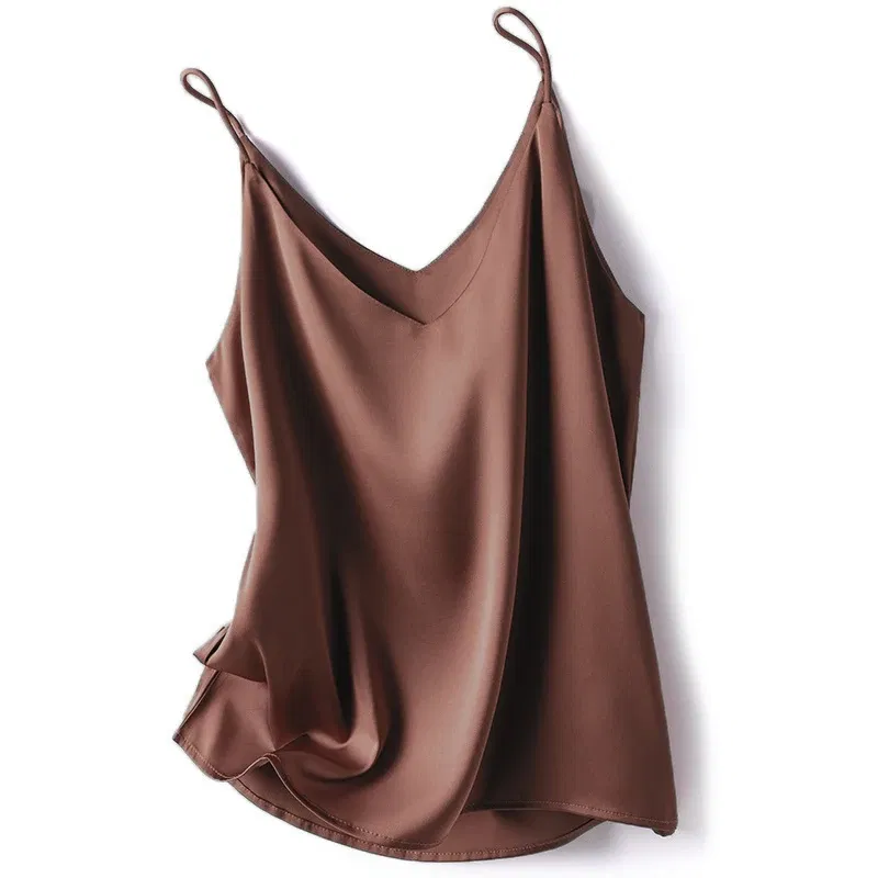 Color: green, Size: L - 2024 Summer Camisole Slim Vest Sexy Women Sleeveless V-Neck Gray Tee Tank Tops Female Solid Black/White Korean Crop Tops Y2k