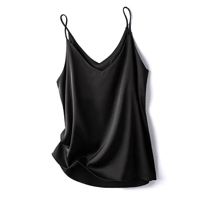 Color: green, Size: L - 2024 Summer Camisole Slim Vest Sexy Women Sleeveless V-Neck Gray Tee Tank Tops Female Solid Black/White Korean Crop Tops Y2k