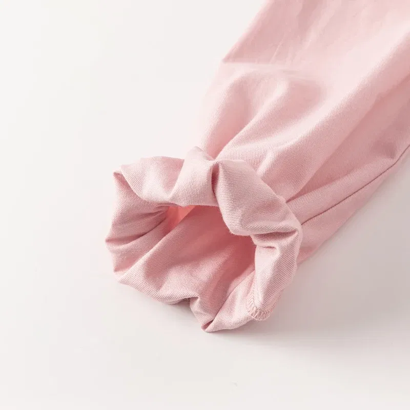 Color: Pink, Kid Size: 15t - Dave Bella Girl's Princess Dress Children 2024 New Spring Comfortable Casual Fashion Pure Cotton Sweet Gentle Pink DK1248025