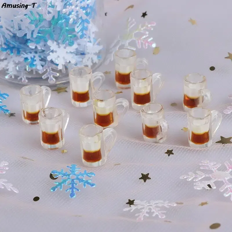 Color: ArmyGreen - 2/4/5/10pcs Miniature Resin beer cups Red Wine bottles Model Kitchen Furniture Accessory dinnerware Dollhouse Summer Must