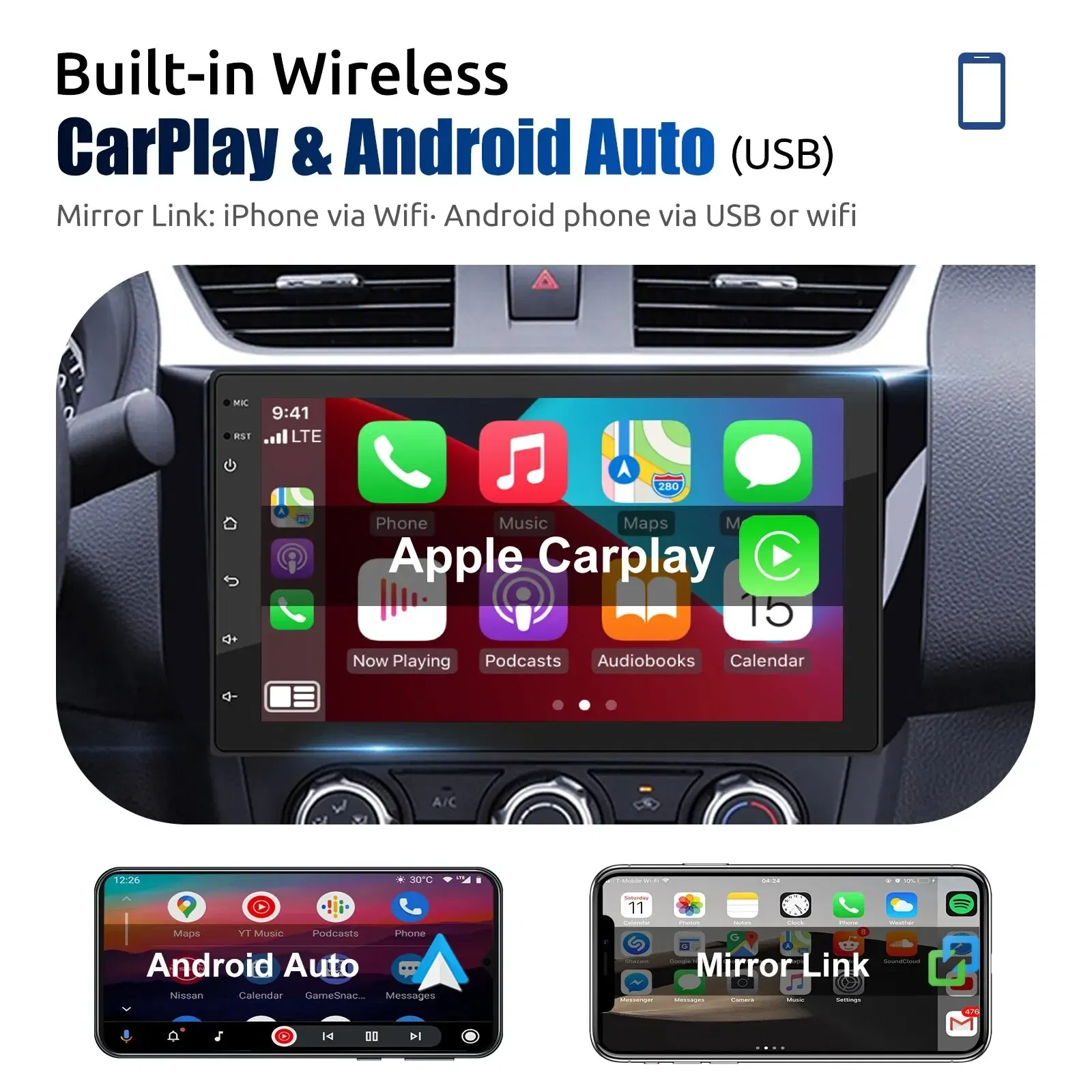 Color: Navy Blue, Ships From: CHINA - ?‹ESSGOO Car Radio 2 Din 7"/9"/10" Carplay Auto Android 13 Mp5 Universal WIFI GPS Car Radio Multimedia Video Player FM Car Stereo