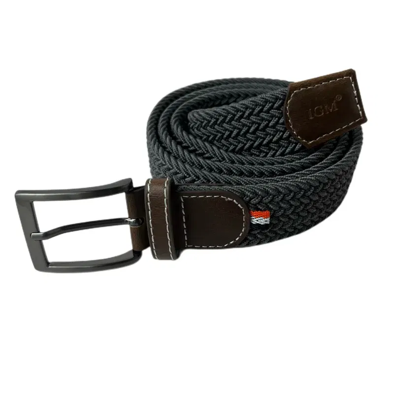 Color: GRAY, Belt Length: 110cm, Ships From: CHINA - Stretch Canvas Leather Belts for Men Female Casual Knitted Woven Military Tactical Strap Male Elastic Belt for Pants Jeans 3.5
