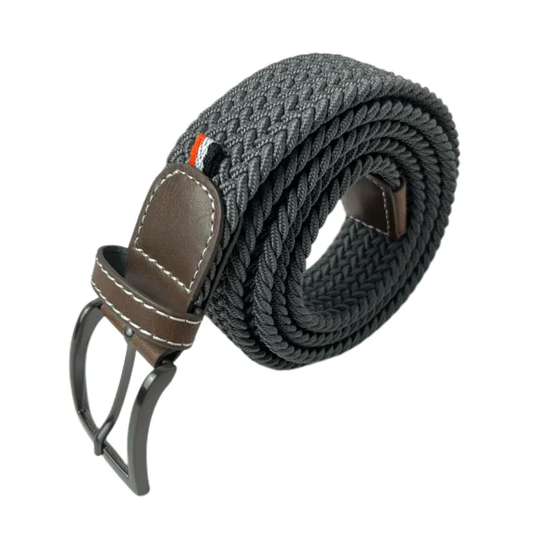 Color: GRAY, Belt Length: 110cm, Ships From: CHINA - Stretch Canvas Leather Belts for Men Female Casual Knitted Woven Military Tactical Strap Male Elastic Belt for Pants Jeans 3.5
