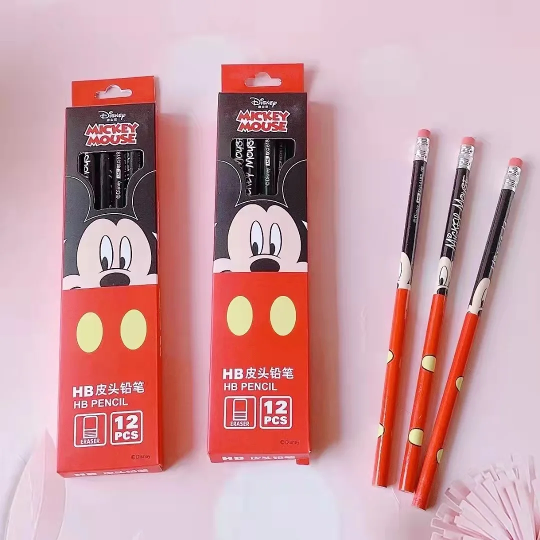 Color: Pale pinkish gray - Disney Stitch Pencil Cute Cartoon Action Anime Figures Minnie Mickey Winnie The Pooh Belle Alice Pencil Cartoon Childrens Gifts