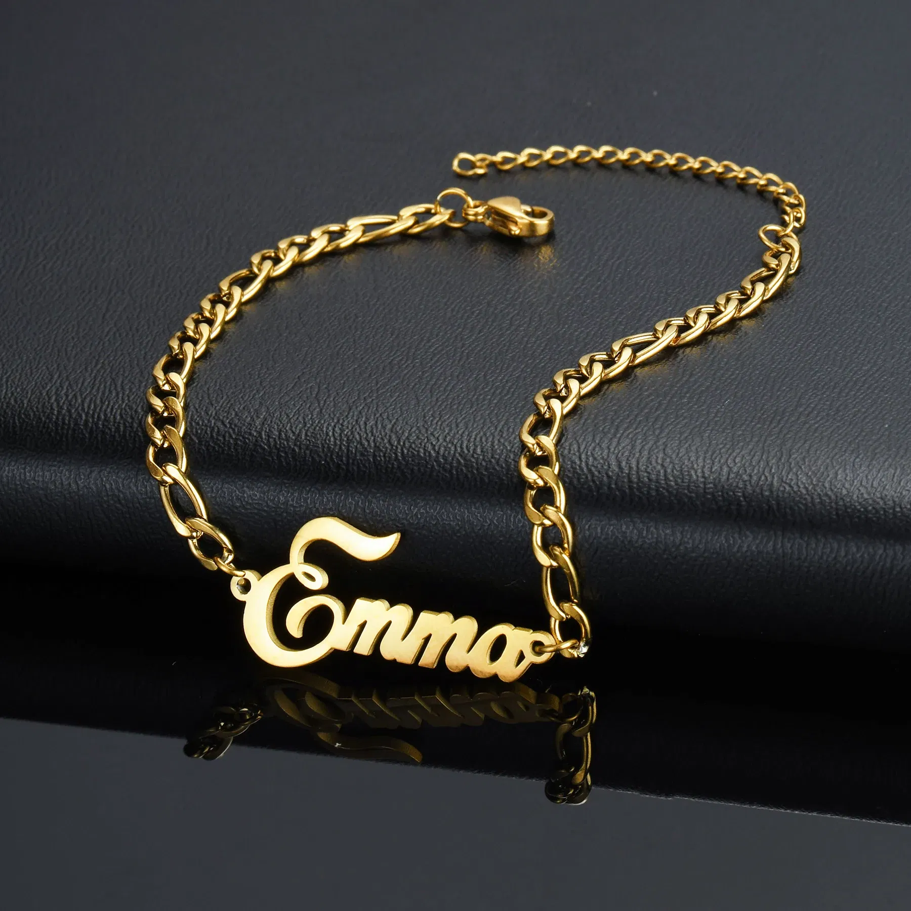 Metal Color: green, Length: 18.5cm, Main Stone Color: Silver - Atoztide Personalized Custom Name Bracelet for Women Men Stainless Steel 10mm Cuban Chain Nameplate Handmade Bangle Jewelry Gift