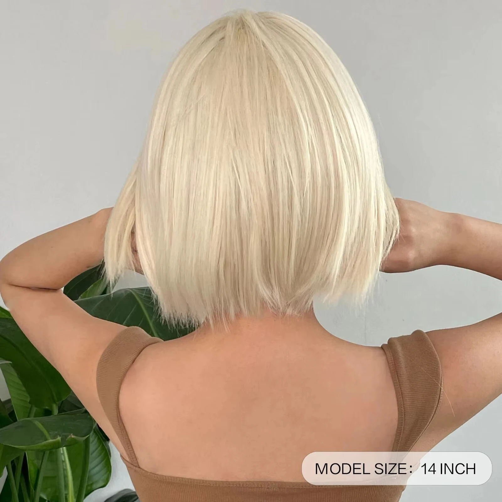 Color: #17 - Short Straight Bob Light blonde synthetic wig Ladies straight bangs Hot silk wig Christmas party Cosplay daily wear wig