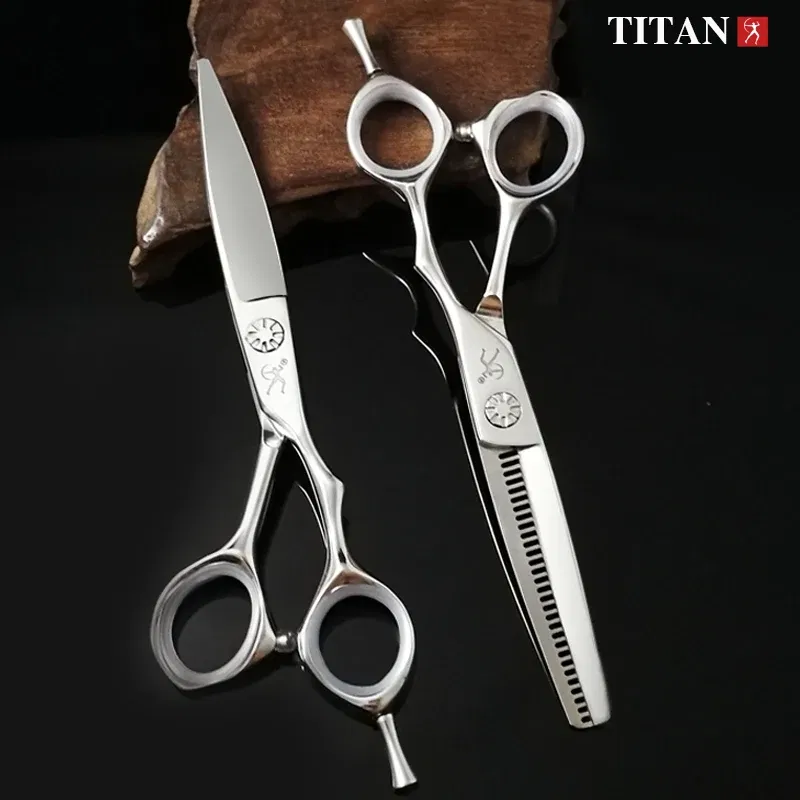 Color: Red - Titan high quality cutting scissors beard ball screw hand made sharp VG10 steel hair