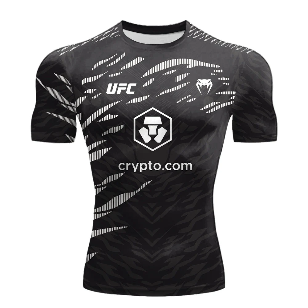 Color: Beige, Size: S - 2025 New quick-drying tops for Summer  Men's UFC Fusion by Venum Black/Gold Alex Pereira Authentic Fight Night Champion Walkout