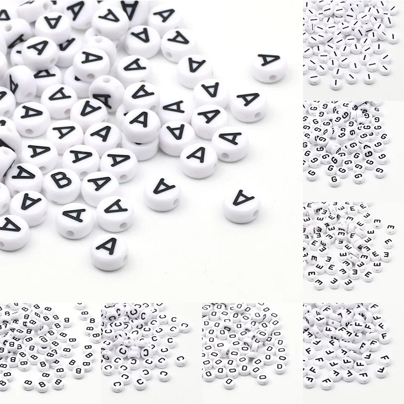 Color: Brown, Item Diameter: 2mm - 50/100pcs/lot 7x4mm White Round A-Z Alphabet Letter Acrylic Loose Spacer Beads for Jewelry Making Diy Bracelet Accessories