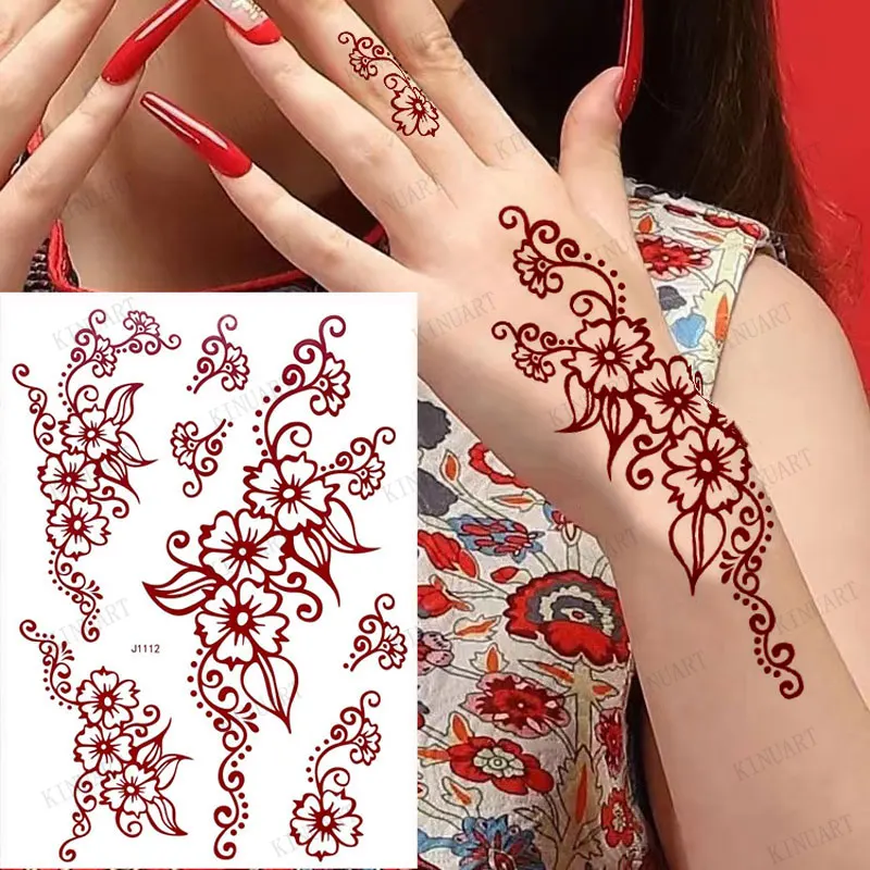 Color: Chocolate, Ships From: CHINA - Waterproof Temporary Tattoos for Women Henna Tattoo Stickers Mehndi Design Fake Tattoo for Hand Leg Sleeve Body Art Hena Tatoo