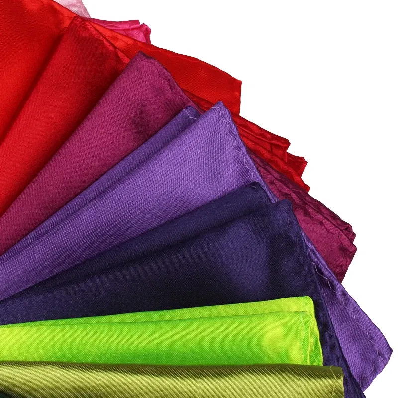 Color: Rose Red - Satin Handkerchief For Men Candy Color Mens Suits Pocket Square Business Chest Towel Hanky Suit Napkin Solid Hankies