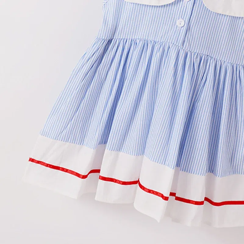 Color: PURPLE, Kid Size: 6T - 2024 New Summer 2-7Yrs Baby Girl Party Dress Sleeveless Cotton Embroidery Splicing Kids Princess Dresses Sister Clothing