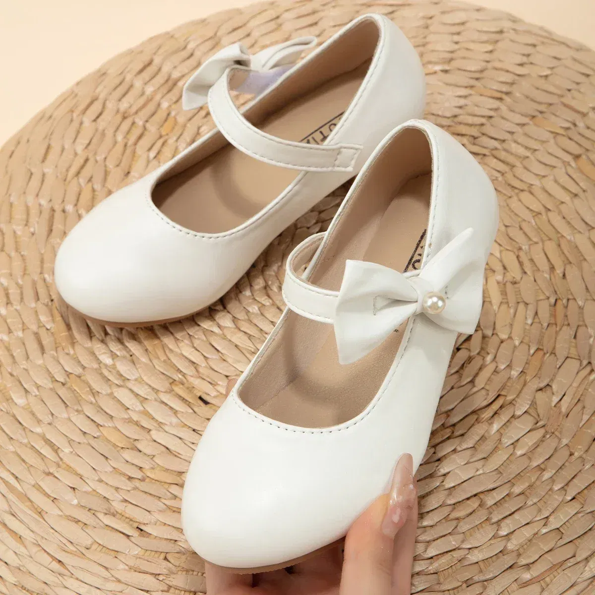 Shoe Size: 29, Color: Gold - Children's Bowknot Wedding Party Princess Shoes Big Kids White Gold Dance Dress Shoes Small Square Heel Children's Shoes