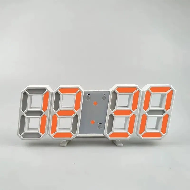 Color: Navy Blue - 3D Mini Clock LED Digital Wall Clock Desk Clock Electronic Alarm Clock Living Room Wall Clock DIY Kitchen Timer