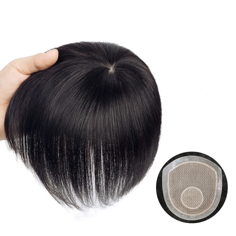 Toupee Color: 4#, Toupee Density: 80%, Length: 10 Inches - Silk Base Top With PU Men Toupee Male Breathable Men's Capillary Prosthesis 100% Real Natural Hair Replacement System Unit Wigs
