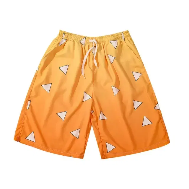 Color: Brown, Kid Size: 2T - Anime Demon Slayers Cosplay Clothes Kamado Tanjirou Zenitsu Shinobu Ventilate Printing Loose Individuality Shorts Sweatpants