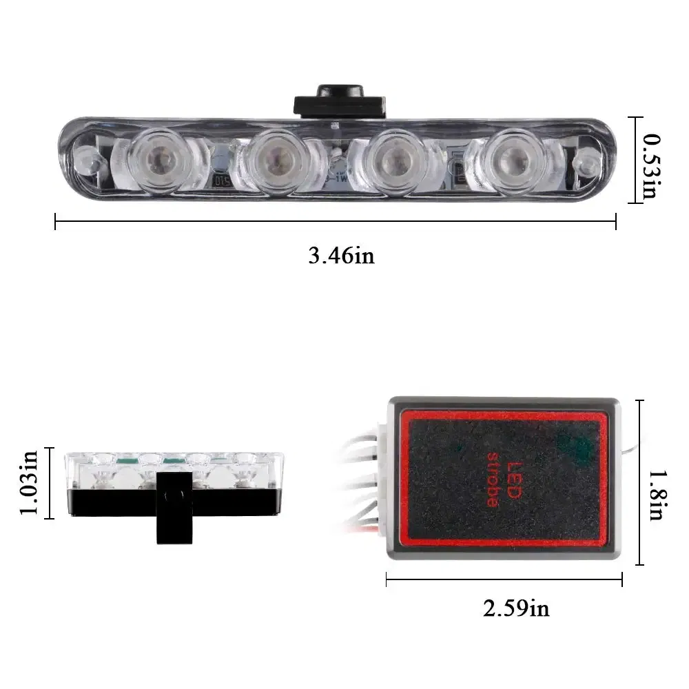 Emitting Color: Crystal Blue - 4 In 1 Red Blue Emergency Strobe Lights Police Lights 12V With Wireless Remote Control Flash Grille Light for Cars Truck Van SUV