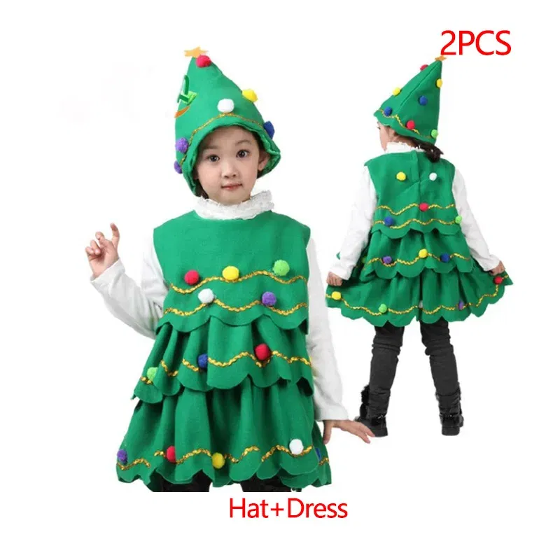 Color: Coffee, Kid Size: 11 - New Year Kids Santa Claus Costume Green Elf Cosplay Christmas Carnival Party Fancy Dress for Girls Boys Red Xmas Clothes Set