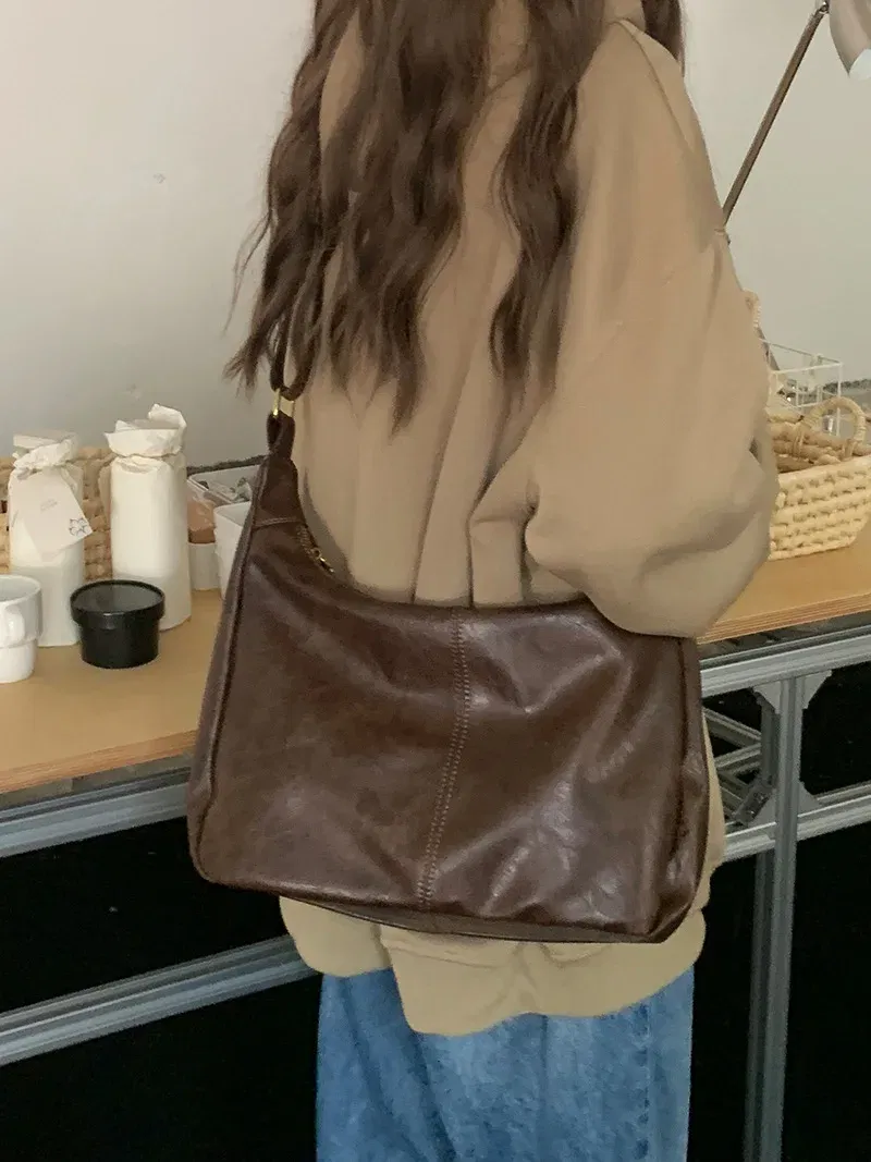 Color: Brown, Ships From: CHINA - Women Handbags Cowhide Women Shoulder bag Fashion Luxury Ladies Messenger Bags High Quality Female Tote bag