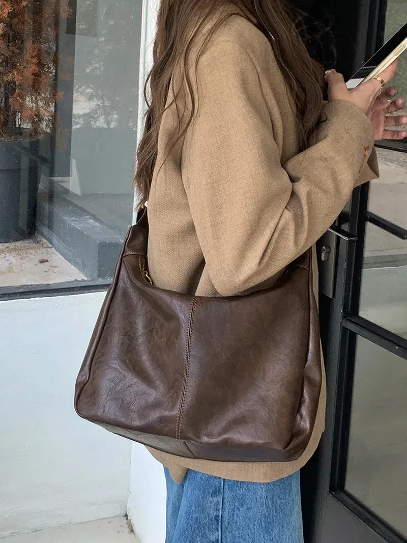 Color: Brown, Ships From: CHINA - Women Handbags Cowhide Women Shoulder bag Fashion Luxury Ladies Messenger Bags High Quality Female Tote bag