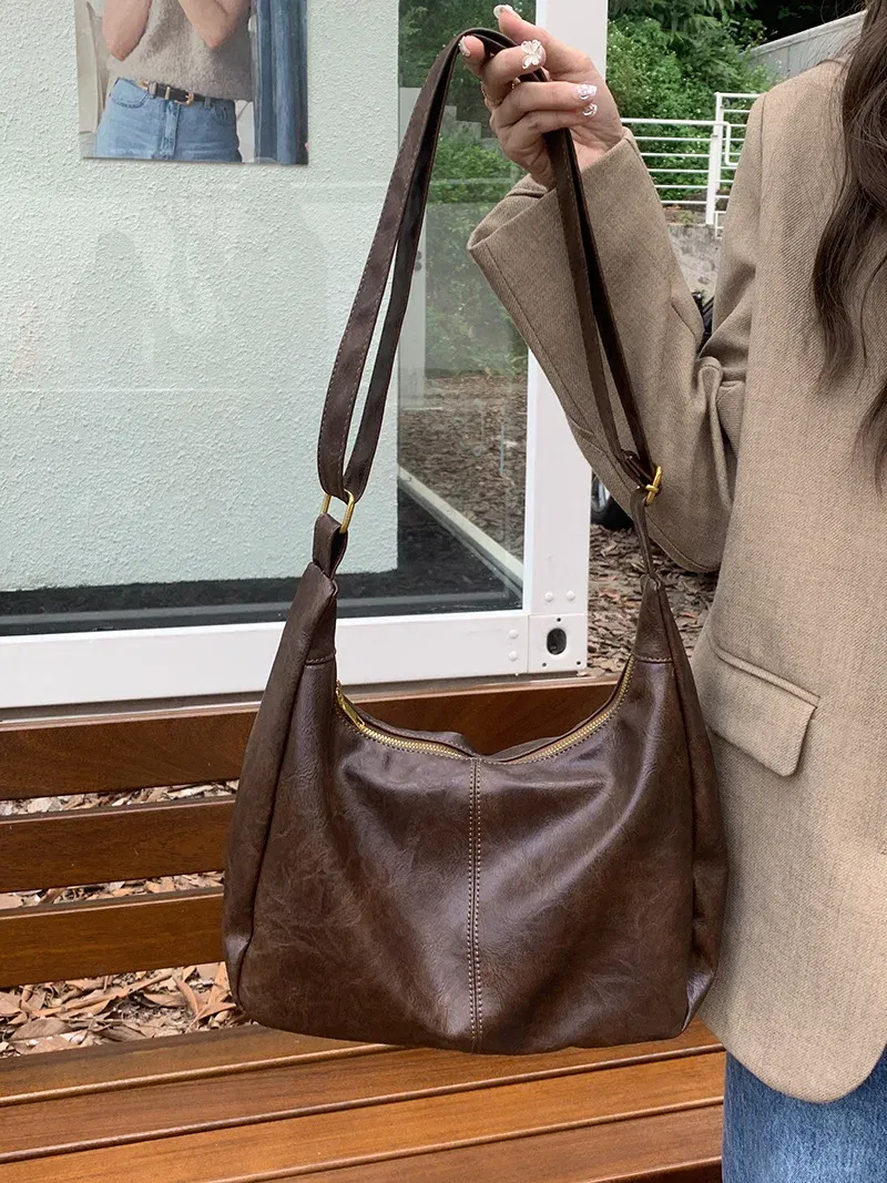 Color: Brown, Ships From: CHINA - Women Handbags Cowhide Women Shoulder bag Fashion Luxury Ladies Messenger Bags High Quality Female Tote bag