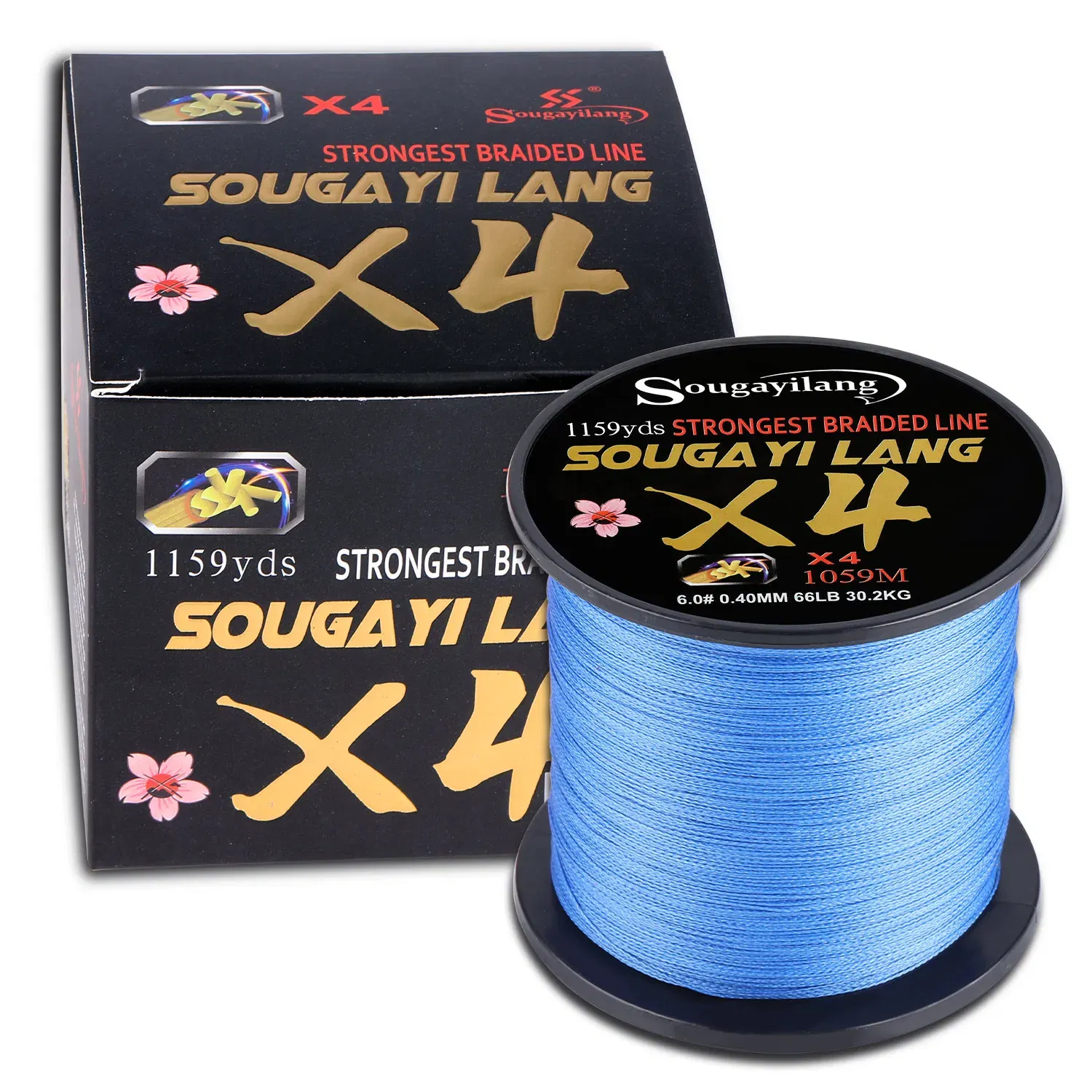 Color: Blue, Line Number: 1.1 - Sougayilang Braided Line 4X 100/300m 5 Color All for Fishing Line MaxDrag 66LB Multifilament PE Line for Saltwater Sea Fishing