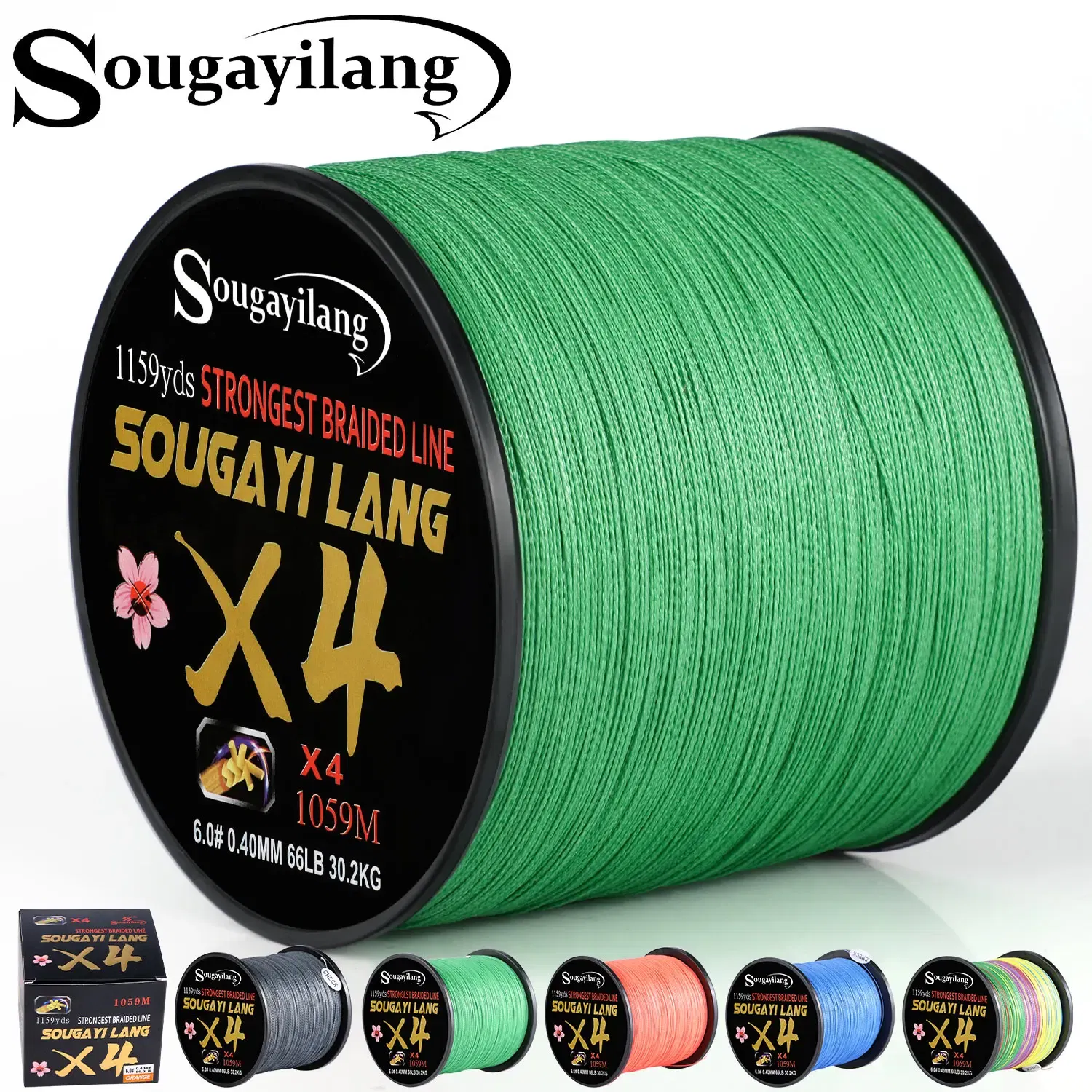 Color: Blue, Line Number: 1.1 - Sougayilang Braided Line 4X 100/300m 5 Color All for Fishing Line MaxDrag 66LB Multifilament PE Line for Saltwater Sea Fishing