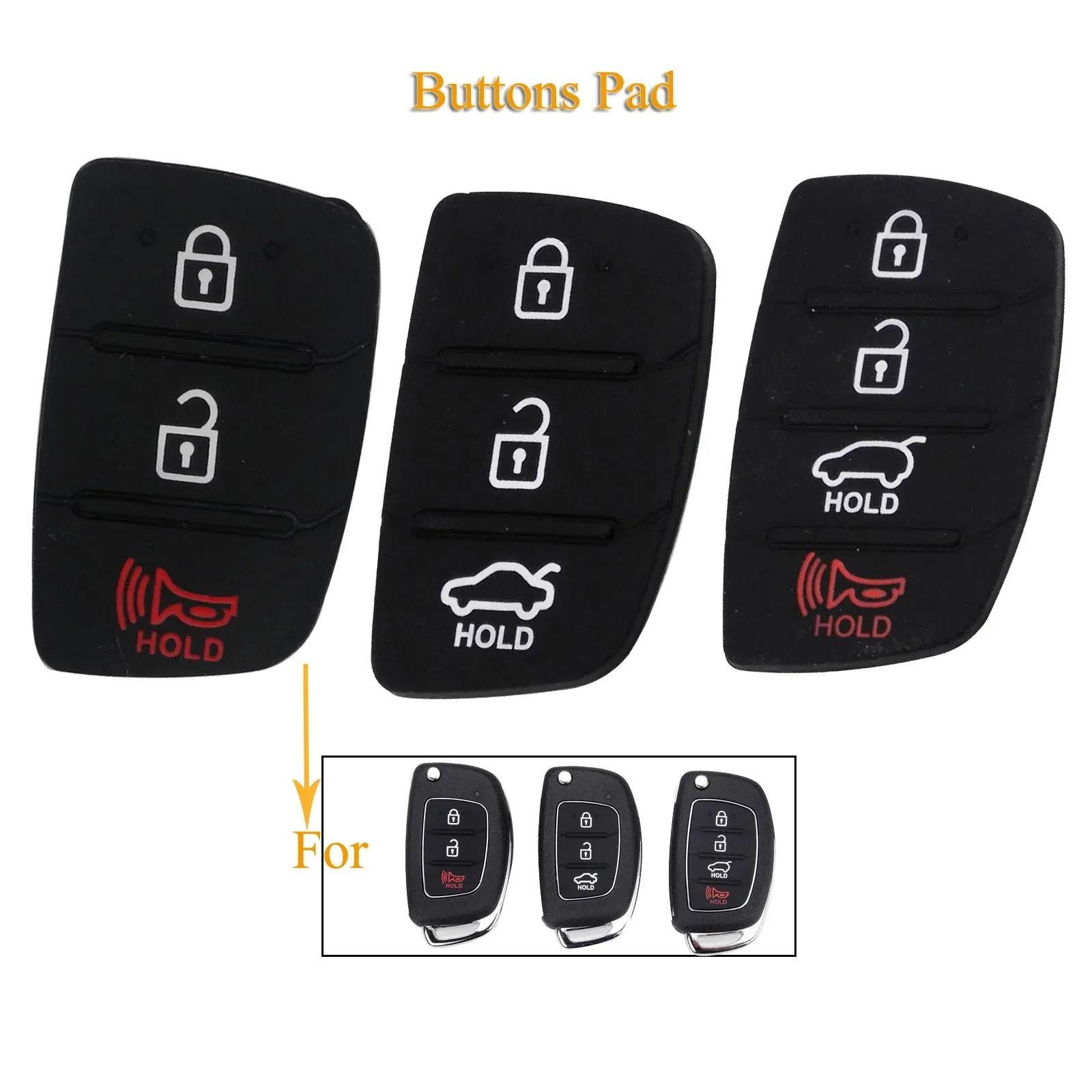 Number of Buttons: 3 Buttons - jingyuqin  3/4 Buttons Silicone Car Key Cover Case Rubber Padbutton For Hyundai I30 i35 iX20 Solaris Verna
