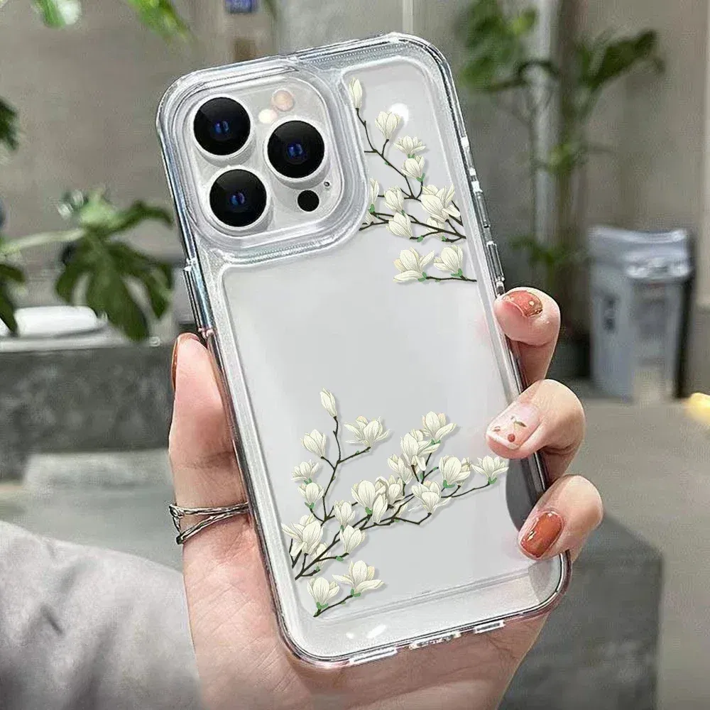 Material: GENUINE LEATHER, Color: Red - High Transparency Case iPhone 15 14 13 12 11 XSM XR X 6 7 8 Plus Case Jasmine Clear Case iPhone Aesthetic Korean Phone Case