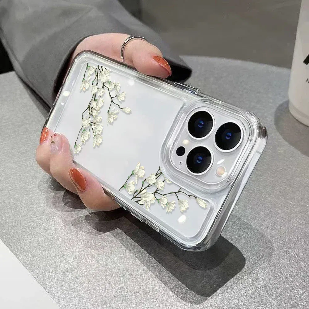 Material: GENUINE LEATHER, Color: Red - High Transparency Case iPhone 15 14 13 12 11 XSM XR X 6 7 8 Plus Case Jasmine Clear Case iPhone Aesthetic Korean Phone Case