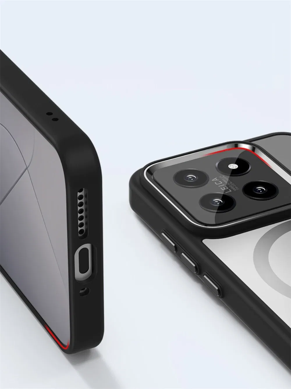 Color: Black, Material: ABS - Luxury HD Transparent Shockproof Bumper Case For Xiaomi Mi 14 Pro Ultra For Magsafe Magnetic Wireless Charge Back Cover Shell