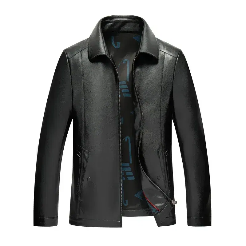 Color: Beige, Size: XXXL - QYLVAWOY Genuine Leather Jacket Men Short Black Leather Coat Male Real Sheepskin Leather Jackets Jaqueta Masculina Men's Clothes