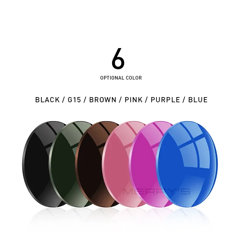 Lenses Color: Pink, Lens Index: 1.56 - MERRYS Photochromic Gray Green Brown Pink Purple Blue Series 1.56 1.61 1.67 Prescription Glasses Lenses For Myopia Hyperopia