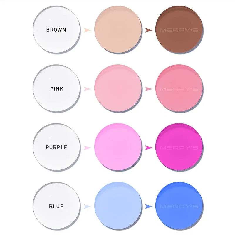 Lenses Color: Pink, Lens Index: 1.56 - MERRYS Photochromic Gray Green Brown Pink Purple Blue Series 1.56 1.61 1.67 Prescription Glasses Lenses For Myopia Hyperopia