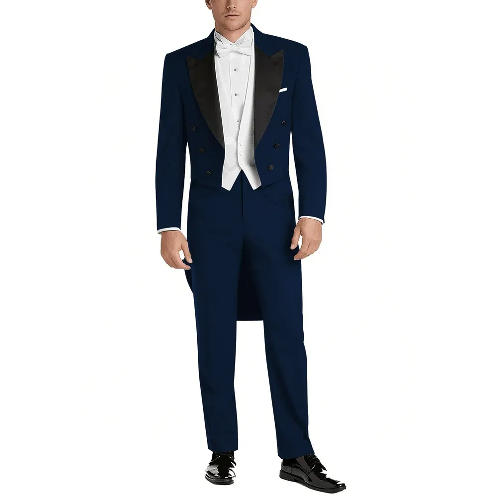 Color: Blue, Size: XS?€old?‰ - Italy Style Aristocratic Men Suit Three Pieces(Jacket+Pants+Vest) Hot-selling High-quality Double Breasted Male Clothing