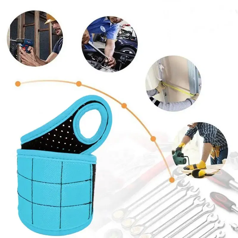 Ships From: United States, Color: Yellow - Woodworking Magnetic Wristband Portable Tool Wristband Magnetic Tool Holder Bag Electrician Wrist Tool Belt Screws Nails Drill