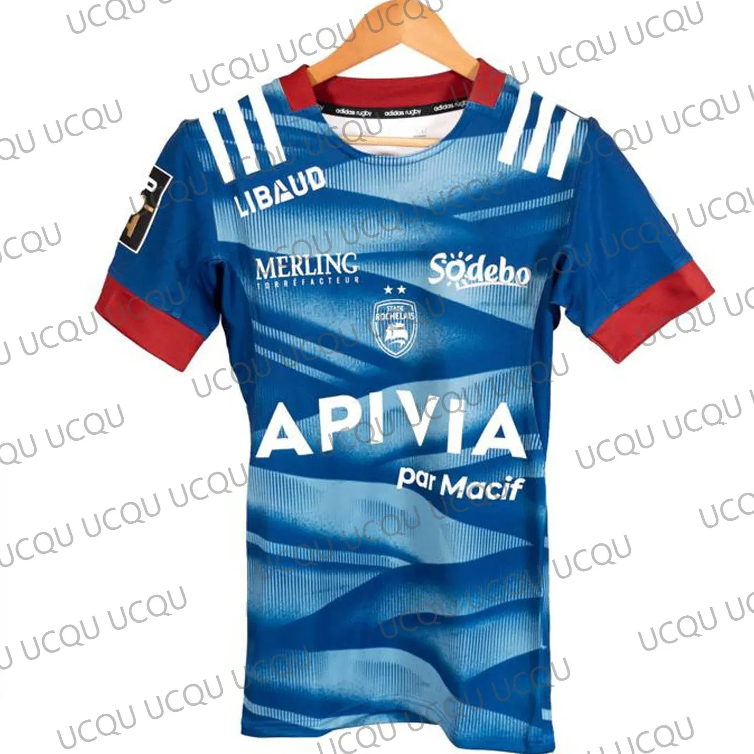 Color: Blue, Kid Size: 15 - 2025 New Arriavl France Rugly Jersey 24-25 Game Jersey Oversized Stade Rochelais  Football Short Sleeve Tops