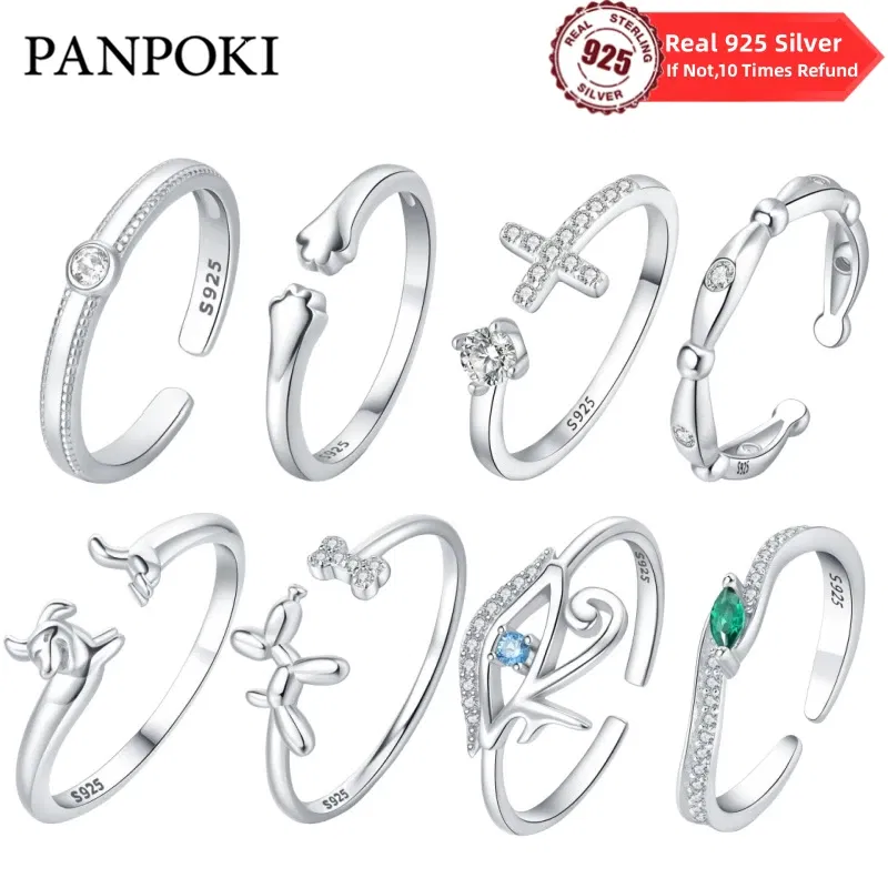 Gem Color: Red - Real 925 Sterling Silver Ring Simple round Inlay Zircon Fit Charming Bracelets Women DIY Engagement Gifts Exquisite Jewelry