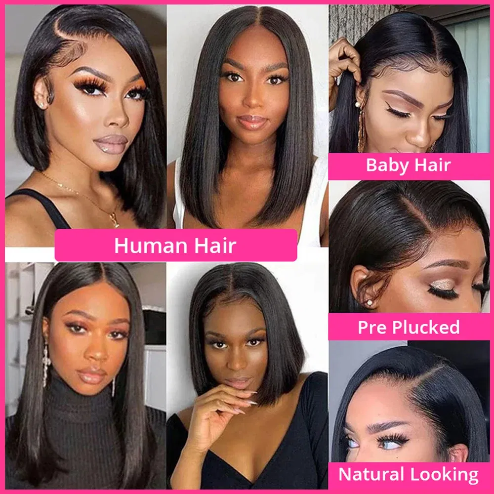 Hair Color: F2/33, Ships From: france, Stretched Length: 12INCHES - 180% Short Bob Wig Lace Front Human Hair Wigs For Women Human Hair Bone Straight Human Hair Wig Transparent Lace Frontal Wig