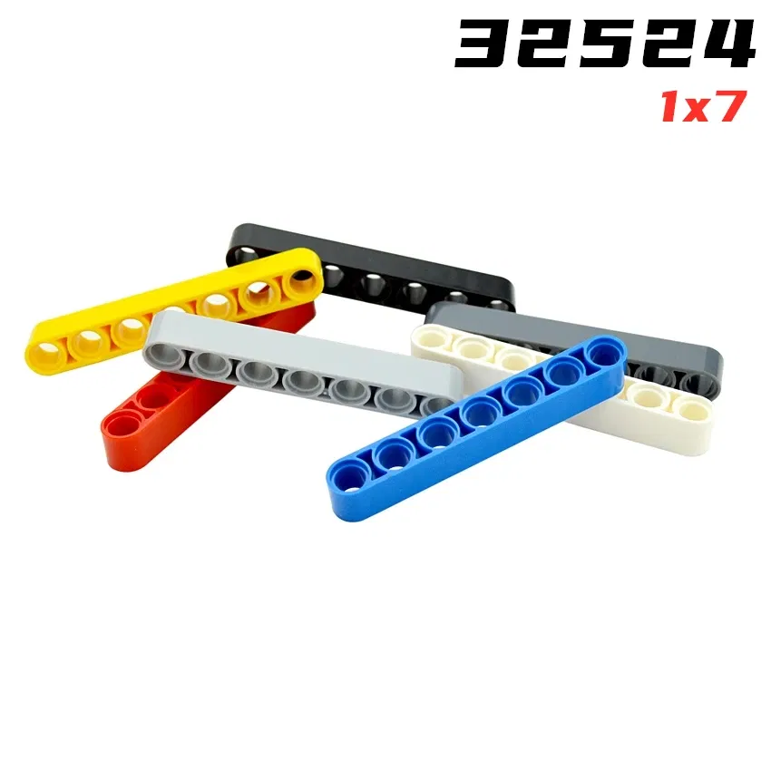 Color: Orange - Rainbow Pig MOC Parts 32524 High-tech Liftarm Beam 1 x 7 Thick Building Blocks Classic Brand Kids DIY Educational Spare Toys