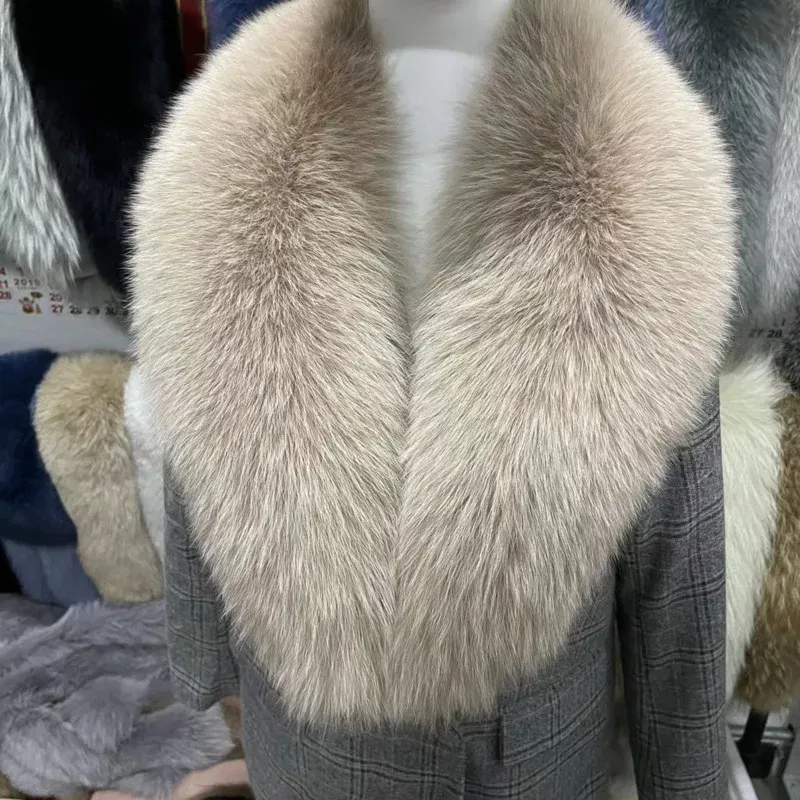 Color: Beige, Size: XS?€old?‰ - Winter Real Fox Fur Collar Woman Furry Natural Raccoon Fur Scarf Shawls Luxury Neck Warmer Wraps For Coat Fur Scarves Large Size