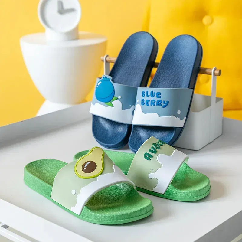 Color: Blue, Shoe Size: 3.5 - New Shoes for Women PVC Slippers Fashions Cartoon Fruit Sandals Flip Flops Summer Casual Beach Home Bath Thick Non-Slip Slippe