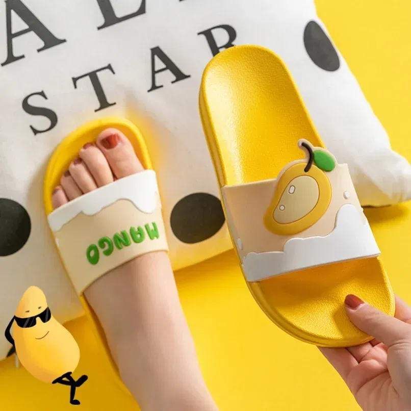 Color: Blue, Shoe Size: 3.5 - New Shoes for Women PVC Slippers Fashions Cartoon Fruit Sandals Flip Flops Summer Casual Beach Home Bath Thick Non-Slip Slippe