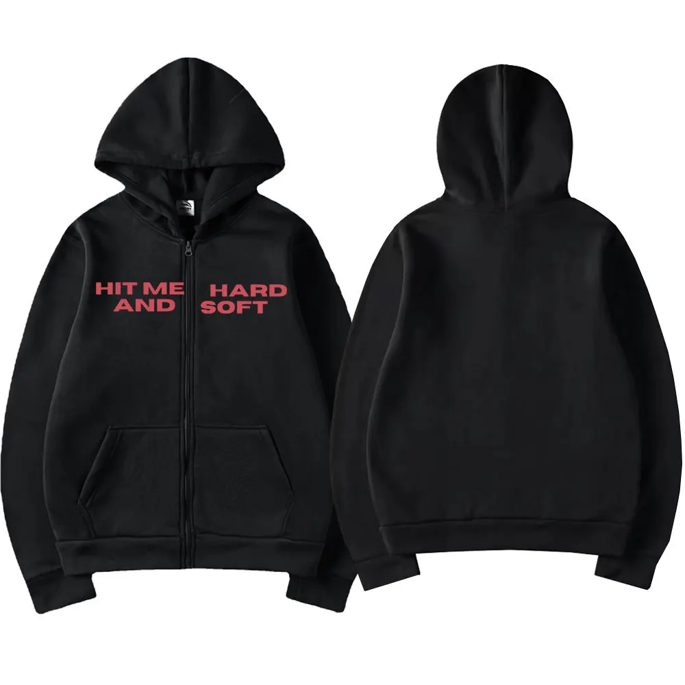 Color: Khaki, Size: S - Hit Me Hard and Soft 2025 Tour Zipper Hoodies Fans Gift Men Women Clothing Pullovers Fashion Hip Hop Zip Up Sweatshirts Jackets