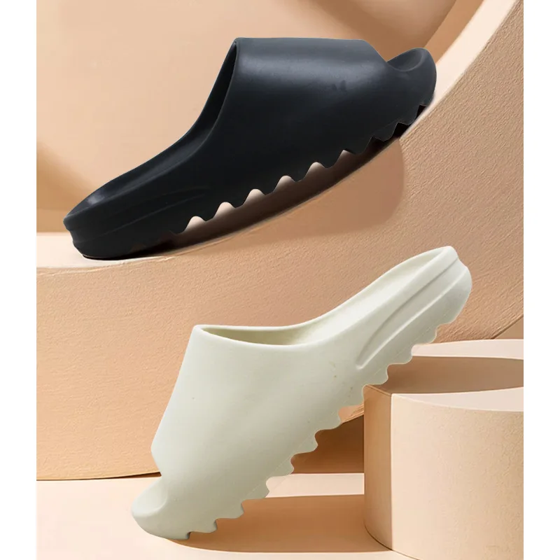 Color: black, Shoe Size: 37 - Summer Slippers Men Women Indoor Eva High Soft Bottom Sandals Open Toe Trend Slides Light Beach Shoes Slippers Home Size 35-46