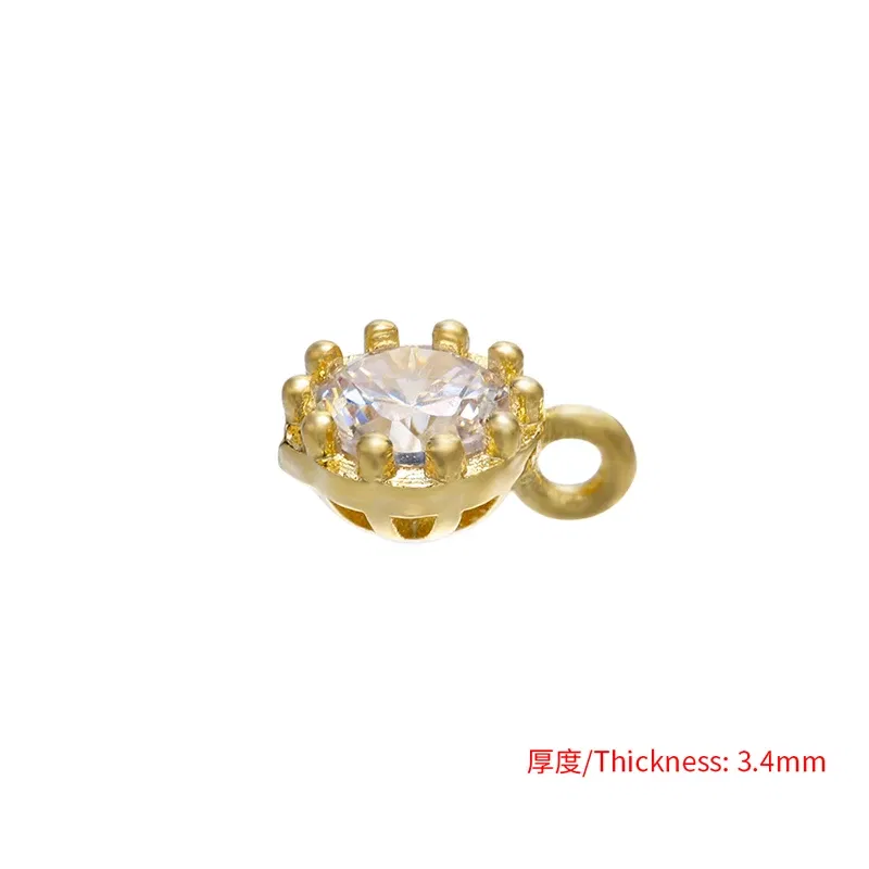 Metal color: BROWN - ZHUKOU 6x8mm Mini Brass Crystal Necklace Pendant for Women DIY Necklace Bracelet Jewelry Pendant Accessories model: VD665
